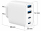 Chargeur secteur GaN USB 4 ports USB-A / USB-C avec les dimensions