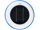 Vue du dessus de l'électrolyseur rond avec cellule solaire ronde, logo Infactory rouge et bords ronds blancs et bleus