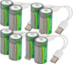 8 accus type C 2300 mAh avec chargement USB