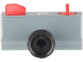 Vue du dessus du sélecteur d'arrosage avec raccord fileté noir pour fixation à un robinet standard et 2 sélecteurs de débit d'eau orange visibles sur le côté du boîtier rectangulaire gris de l'appareil