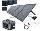 Batterie nomade et convertisseur solaire HSG-1200 avec panneau solaire pliable avec dimensions annotées et câble adaptateur MC4 vers Anderson
