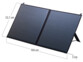Module solaire avec 2 panneaux pliables reliés entre eux dont la largeur 52,1 cm, la longueur 104 cm et l'épaisseur 3 cm sont annotées