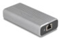 Adaptateur réseau Delock en aluminium avec ailettes de refroidissement, port RJ45 et logo Delock gravé