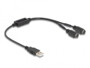 Adaptateur DeLock câble USB vers deux connecteurs PS/2 avec boîtier convertisseur noir