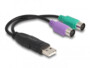 Adaptateur DeLock USB vers double PS/2 violet et vert pour clavier et souris
