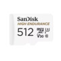 Carte microSDXC SanDisk High Endurance 512 Go blanche avec capacité en gros chiffres noirs