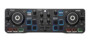 Console de mixage DJ Hercules DJControl Starlight avec pad lumineux central, boutons de transport et jog wheel, vue de dessus sur fond noir