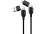 Câble bloqueur de données Callstel noir tressé à quatre connecteurs USB-A USB-C et Lightning
