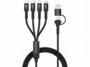 Câble noir Callstel à quatre sorties USB-C 100 W Micro-USB et Lightning avec adaptateur détachable