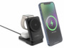 Station de chargement compatible MagSafe avec iPhone, Apple Watch et AirPods vue de 3/4 face