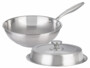Wok en acier inoxydable 28 cm avec couvercle posé à coté