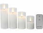 4 bougies LED télécommandées en cire avec photophores en verre