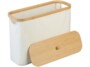 Boîte beige Infactory au cadre bois avec couvercle en bambou posé devant et deux poignées