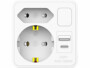 Multiprise adaptateur Revolt compacte avec 2 prises secteur et ports USB de face
