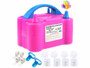 Pompe électrique pour ballons de baudruche vue de 3/4 face avec accessoires de fixations