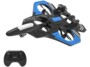 Drone avion RC Simulus noir et bleu avec télécommande et LED, design futuriste à quatre hélices protégées