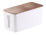 petite boite range-câble avec couvercle aspect bois parquet Callstel