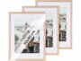 3 cadres photo en bois 40 x 60 cm avec verre acrylique - aspect chêne clair
