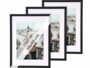3 cadres photo en bois 30 x 40 cm avec verre acrylique - coloris noir