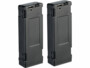 Deux batteries rechargeables noires rectangulaires avec port USB-C et clips de verrouillage