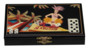 boite en bois style marqueterie avec jeu de dominos motif carnaval de rio brésil