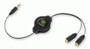 splitter audio jack male vers double jack femelle cable retractable 1m retrak
