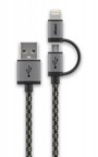 cable usb micro usb tressé cabstone avec adaptateur lightning intégré
