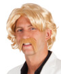 perruque blone avec moustache style années 80 pour deguisement astérix et ringard