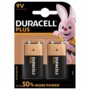 Pack de 2 piles Bloc 9 V (LR61) Duracell.