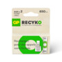 Pack de 2 accus AAA ReCyko+ Pro GP Batteries.