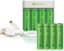 Kit chargeur E411 avec câble de chargement USB-A vers Micro-USB, 4 piles rechargeables AA et 4 piles rechargeables AAA