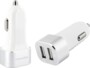 Adaptateur allume-cigare blanc et gris avec deux ports USB-A