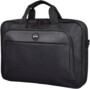 Sacoche noire pour ordinateur portable vue de face trois-quarts avec logo argenté
