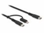 Câble tressé noir avec connecteurs USB-C et Lightning pour recharge iPhone