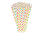 100 pailles en papier rayé 4 couleurs