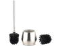 brosse wc toilettes chiottes classe avec socle inox en verre et brosse noire manche inox badestern
