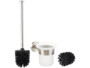 brosse wc toilettes chiottes classe avec socle mural surelevé en verre et brosse noire manche inox badestern