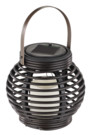 lanterne ronde en rotin avec fausse bougie LED et capteur solaire lunartec
