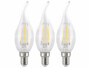 Lot de 3 ampoules LED filament E14 de type bougie avec une capcité de 4 W et une luminosité de 470 lumens.