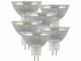 Lot de 6 spots LED GU5.3 avec une capacité de 3 W et une luminosité de 250 lumens.