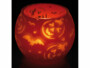 Bougeoir double paroi orange avec motifs Halloween : chauve-souris, citrouille