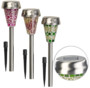 pack de 3 bornes lumineuses led avec piquet batterie solaire et verre mosaique pour lumiere colorée