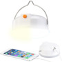 lampe de camping avec crochet chargement usb mode batterie de secours lumiere blanche ou jaune
