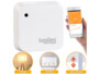 Capteur de luminosité connecté mis en situation avec un smartphone et vignettes avec les utilisations possibles