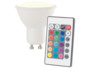 spot led gu10 rgb multicolore avec télécommande 16 couleurs intensité variable lunartec
