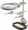 Troisième main avec pinces de serrage, loupe à LED et support pour fer à souder AGT