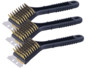 Pack de 3 brosses avec poils en metal et racloir pour barbecue et metaux rouillés