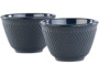 set de 2 tasses en fonte et email style arare japon
