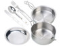 pack de 3 couverts en métal spécial camping et randonnées avec ouvre-bouteille et decapsuleur intégré avec casserole gamelle et assiette pliables en inox