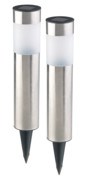 2 bornes lumineuses solaires à LED avec capteur de luminosité - Rondes Lunartec